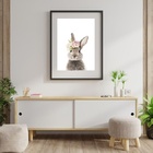 Quadro Coelhinha Floral - 60x48cm Moldura:madeira Branca