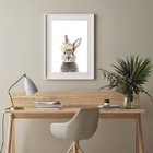 Quadro Coelhinha Floral - 60x48cm Moldura:madeira Branca