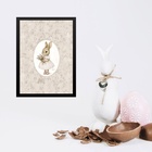 Quadro Coelhinha Fundo Floral Vintage 45x34cm - Com Vidro Mol