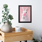 Quadro Coelhinho Bubble Gum - Rosa 33x24cm - Com Vidro Moldur