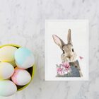 Quadro Coelhinho Jardineira Flores 33x24cm - Com Vidro Moldur