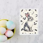 Quadro Coelhinho Vintage Cinza 33x24cm Moldura Preta