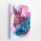 Quadro Coelho Animais Pets Arte Aquarela Canvas 60x40cm