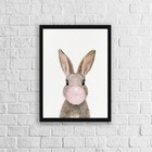 Quadro Coelho Chicletes 24x18cm - Com Vidro Moldura:madeira B