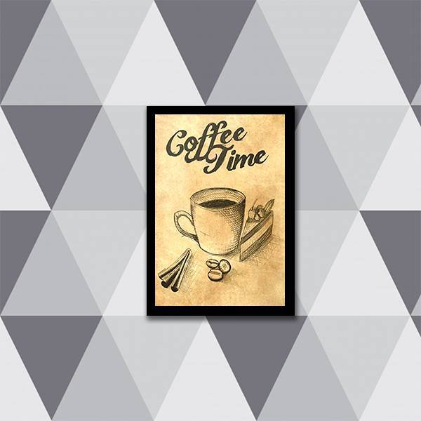 Quadro Coffee Time 33x24cm - Com Vidro Moldura:madeira Branca