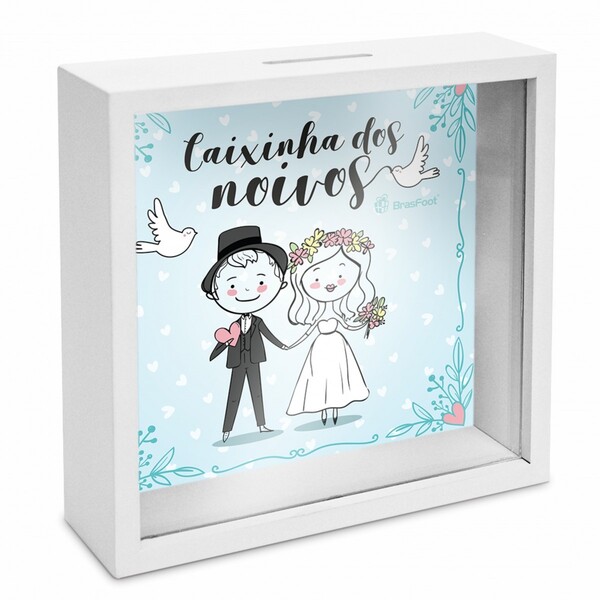 Quadro Cofre 18x18cm - Caixinha Dos Noivos Presente Brasfoot