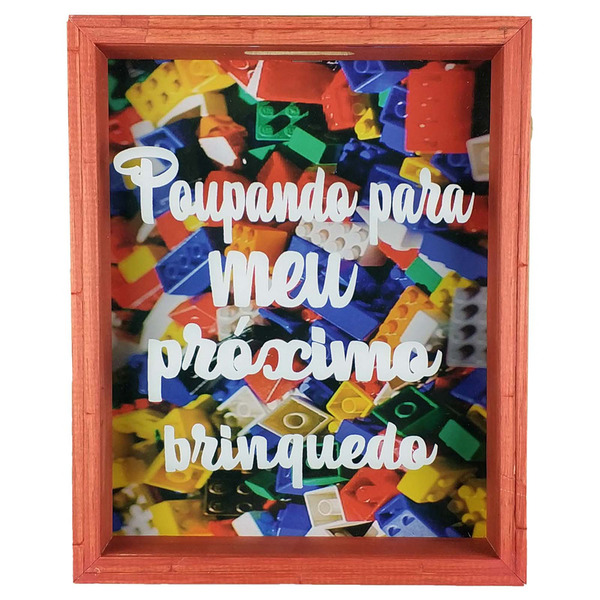 Quadro Cofre Madeira Rústico Poupando Para Meu Próximo Brinqu