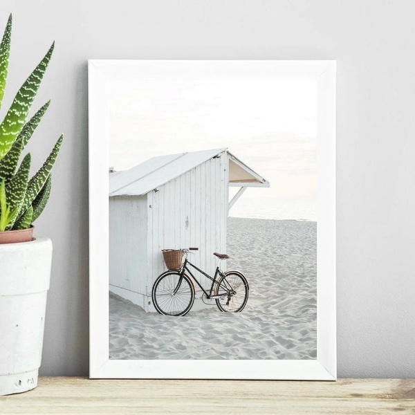 Quadro Coleção Praia Soft - Bicicleta 45x34cm Moldura:madeira