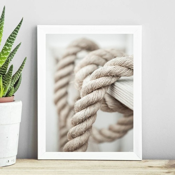 Quadro Coleção Praia Soft - Corda 45x34cm Moldura:madeira Pre