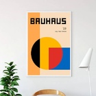 Quadro Colorido Bauhaus - Formas 45x34cm - Com Vidro Moldura: