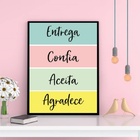 Quadro Colorido Entrega Confia Agradece 45x34cm - Com Vidro M