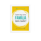 Quadro com Frase de Familia Amarelo 22x32cm Moldura Branca