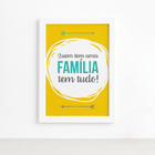 Quadro com Frase de Familia Amarelo 22x32cm Moldura Branca