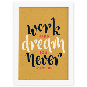 Quadro Com Frase De Motivacao Work Hard Moldura Branca 22x32 Leroy Merlin