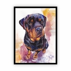 Quadro Com Moldura Cachorro Pintura Aquarela 30x40cm