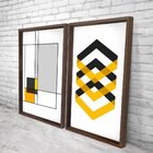 Quadro Com Moldura Chanfrada Abstrato Amarelo