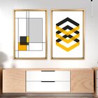 Quadro Com Moldura Chanfrada Abstrato Amarelo