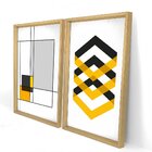 Quadro Com Moldura Chanfrada Abstrato Amarelo