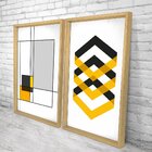 Quadro Com Moldura Chanfrada Abstrato Amarelo