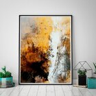 Quadro Com Moldura Chanfrada Abstrato Amarelo