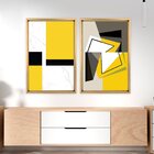 Quadro Com Moldura Chanfrada Abstrato Amarelo