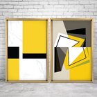 Quadro Com Moldura Chanfrada Abstrato Amarelo