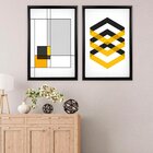 Quadro Com Moldura Chanfrada Abstrato Amarelo