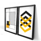Quadro Com Moldura Chanfrada Abstrato Amarelo