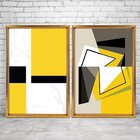 Quadro Com Moldura Chanfrada Abstrato Amarelo