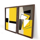 Quadro Com Moldura Chanfrada Abstrato Amarelo