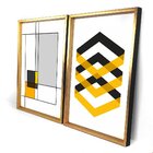 Quadro Com Moldura Chanfrada Abstrato Amarelo