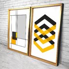 Quadro Com Moldura Chanfrada Abstrato Amarelo