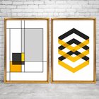 Quadro Com Moldura Chanfrada Abstrato Amarelo