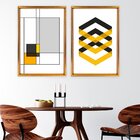 Quadro Com Moldura Chanfrada Abstrato Amarelo