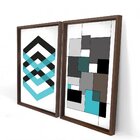 Quadro Com Moldura Chanfrada Abstrato Azul