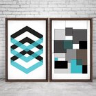 Quadro Com Moldura Chanfrada Abstrato Azul