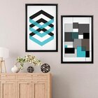 Quadro Com Moldura Chanfrada Abstrato Azul