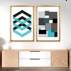 Quadro Com Moldura Chanfrada Abstrato Azul