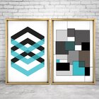 Quadro Com Moldura Chanfrada Abstrato Azul