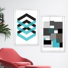 Quadro Com Moldura Chanfrada Abstrato Azul