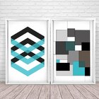 Quadro Com Moldura Chanfrada Abstrato Azul