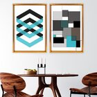 Quadro Com Moldura Chanfrada Abstrato Azul