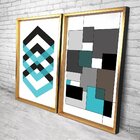 Quadro Com Moldura Chanfrada Abstrato Azul