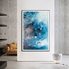 Quadro Com Moldura Chanfrada Abstrato Azul Com Cinza