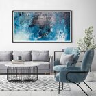 Quadro Com Moldura Chanfrada Abstrato Azul Com Cinza