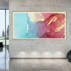 Quadro Com Moldura Chanfrada Abstrato Azul Com Rosa