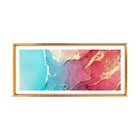 Quadro Com Moldura Chanfrada Abstrato Azul Com Rosa
