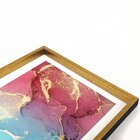 Quadro Com Moldura Chanfrada Abstrato Azul Com Rosa