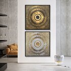 Quadro Com Moldura Chanfrada Abstrato Com Dourado