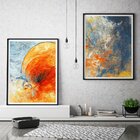 Quadro Com Moldura Chanfrada Abstrato Laranja